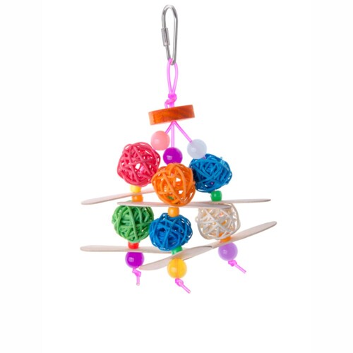 JK Animals Hojdáčka s ratanovou guľou a plastovými korálkami