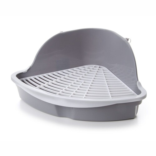 JK Animals Toaleta rohová pre králiky a morčatá, sivá,  25 × 25 × 34 cm