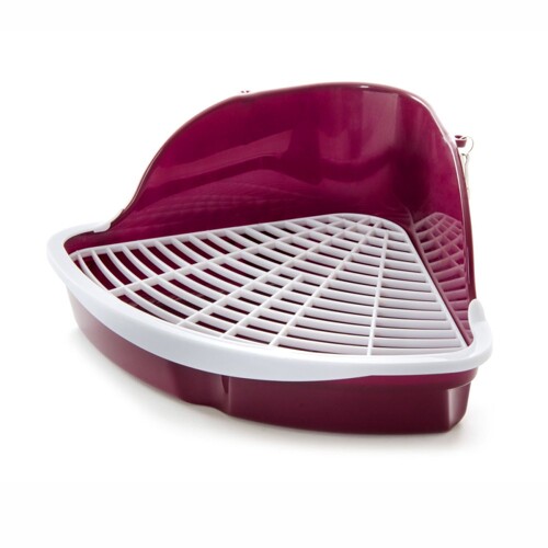 JK Animals Toaleta rohová pre králiky a morčatá, vínová,  25 × 25 × 34 cm