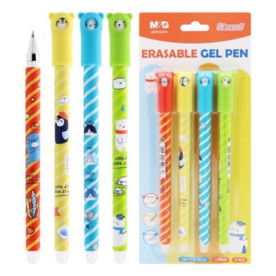 Roller gélový/gumovací M&amp;G iErase S Arctic Adventure 0,5 mm, modrý/sada 4 ks...