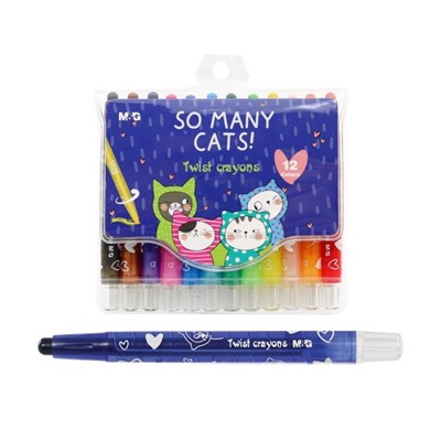 Voskovky vysúvateľné M&amp;G So Many Cats, sada 12 ks
