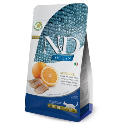 N&amp;D cat OCEAN (GF) adult, neutered, herring &amp; orange 1,5 kg