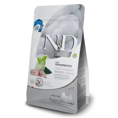 N&amp;D dog WHITE (GF) adult mini, sea bass, spirulina &amp; fenel 2 kg