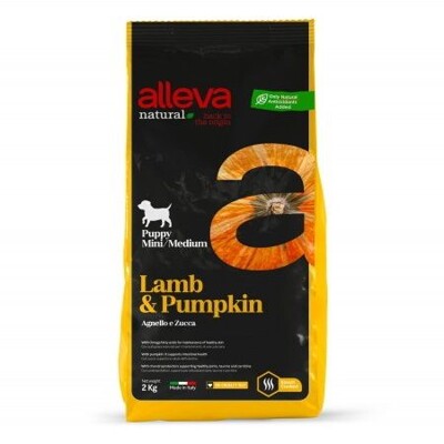 Alleva NATURAL dog puppy all breeds lamb &amp; pumpkin 2 kg