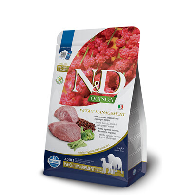 Farmina N&amp;D dog QUINOA (GF) adult medium &amp; maxi, weight managment, lamb &amp; broc...
