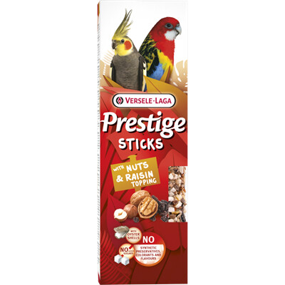 Pamlsok VL Prestige Sticks Big Parakeets with Nut &amp; Raisin topping 2 ks- tyčin...